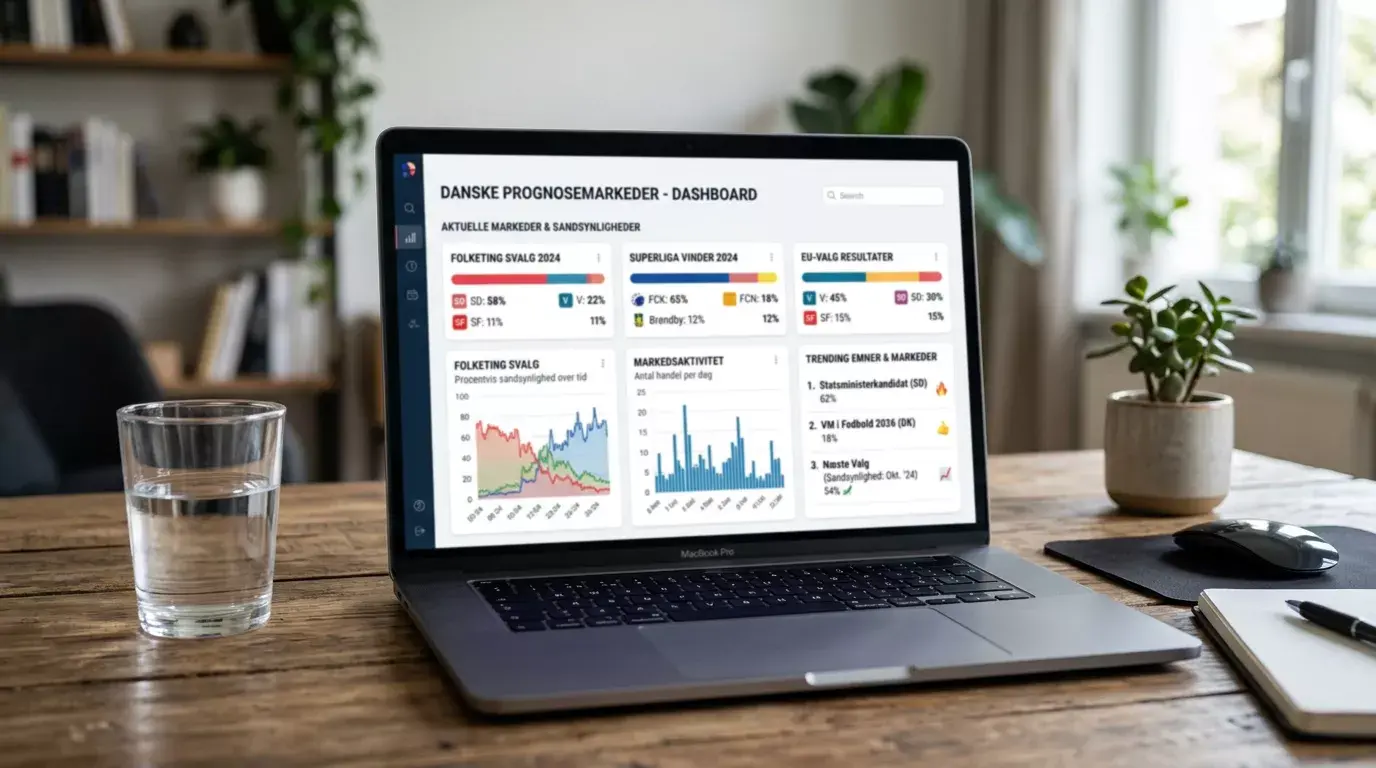 Skærm der viser en prediction market-graf med procentvise sandsynligheder